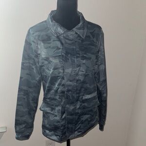 Belinda Boutique Camouflage Jacket Rain Coat bluish gray New Sz‎ L